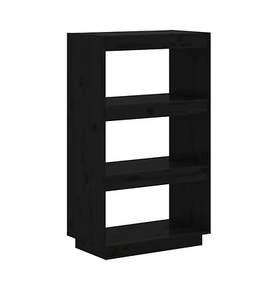 Book Cabinet/Room Divider Black 23.6"x13.8"x40.6" Solid Wood Pine