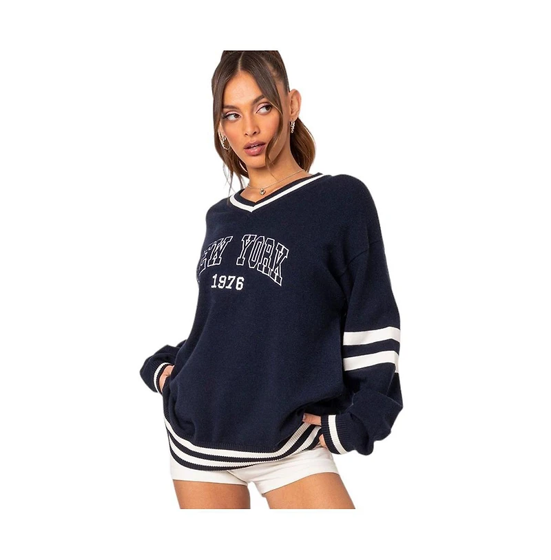 Edikted Women's 90s New York oversized sweater