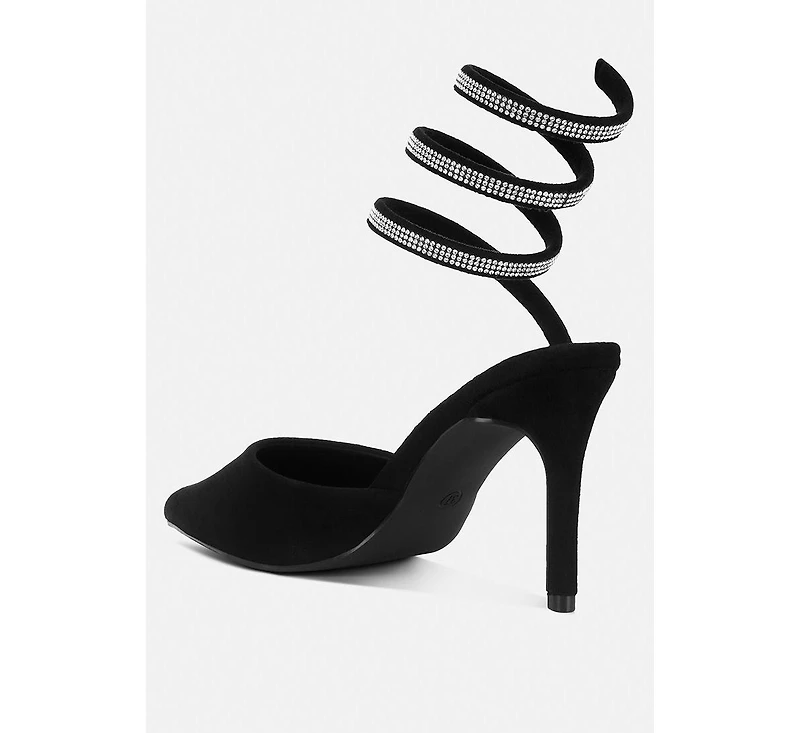 Womens elvira rhinestone embellished strap up sandals