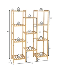 Sugift 9-Tier Bamboo Plant Stand for Living Room Balcony Garden