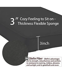 Aoodor Patio Bench Cushion Outdoor Olefin Fabric Slipcover Sponge Foam 46.5” x 17.7” 3” - Charcoal
