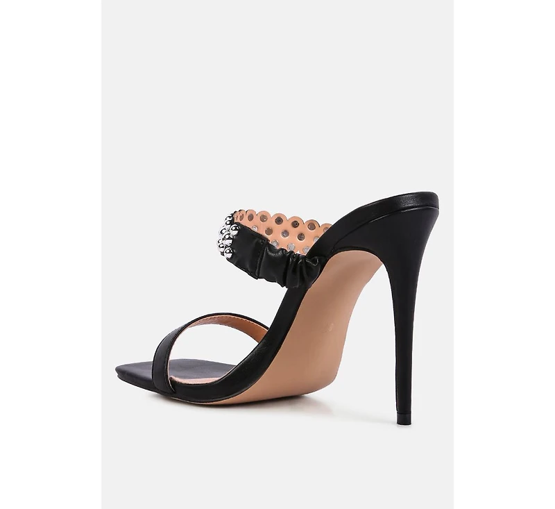 Womens Bandy Stieletto Heel Metal Stud Sandals