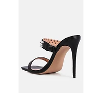Womens Bandy Stieletto Heel Metal Stud Sandals