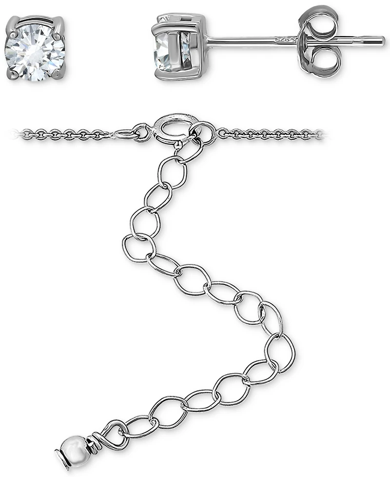 Giani Bernini 2-Pc. Set Cubic Zirconia Heart Pendant Necklace & Solitaire Stud Earrings, Created for Macy's