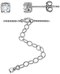 Giani Bernini 2-Pc. Set Cubic Zirconia Heart Pendant Necklace & Solitaire Stud Earrings, Created for Macy's