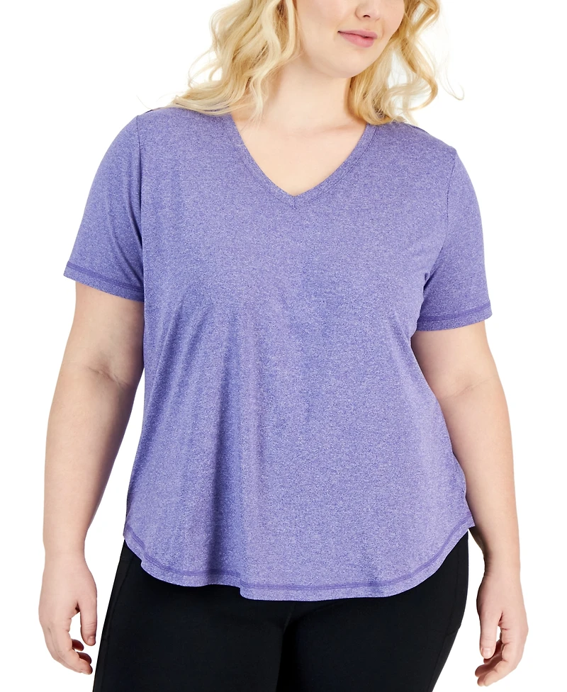 Id Ideology Plus Size Curved-Hem V-Neck Top, Created for Macy's