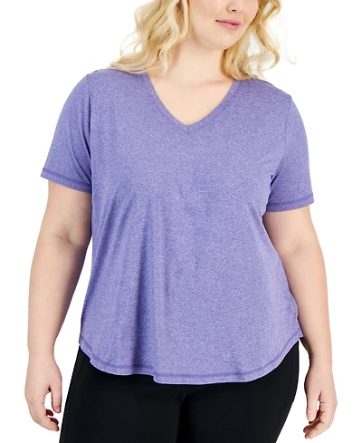 Id Ideology Plus Size Curved-Hem V-Neck Top, Created for Macy's