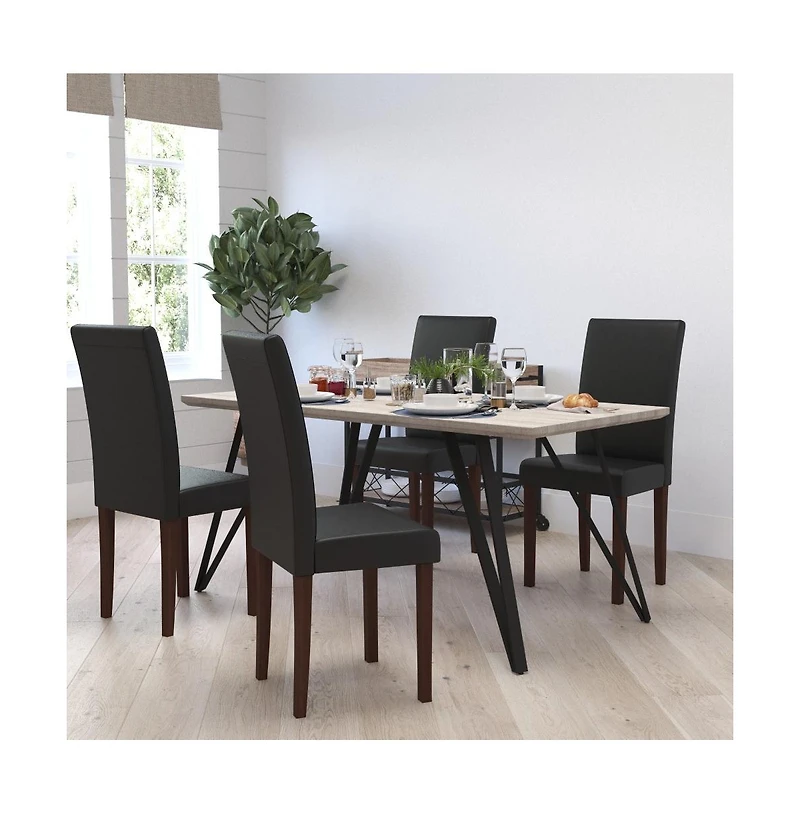 Merrick Lane Ellison Mid-Century Panel Back Parsons Accent Dining Chair - Set Of 4