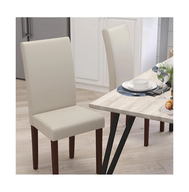 Merrick Lane Ellison Mid-Century Panel Back Parsons Accent Dining Chair - Set Of 4