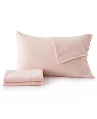 Premium Comforts Heathered Melange T-shirt Jersey Knit Cotton Blend 4 Piece Sheet Set