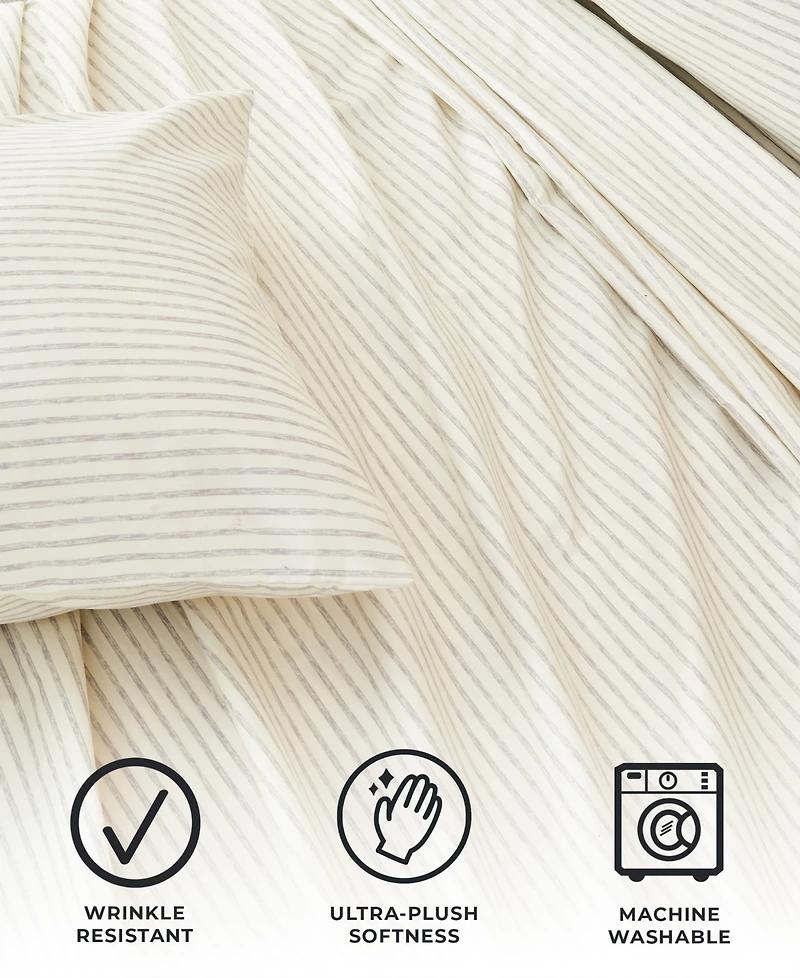 Premium Comforts Striped Wrinkle Resistant Microfiber 4-Pc. Sheet Set, Full - Stripe