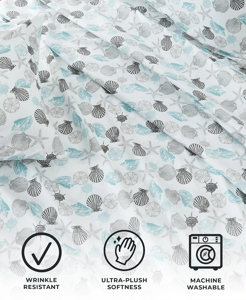 Premium Comforts Coastal Printed Microfiber 3-Pc. Sheet Set, Twin - Coastal