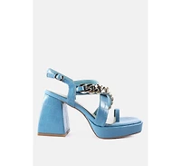 Womens Frecklin Metal Chain Block Heel Sandals