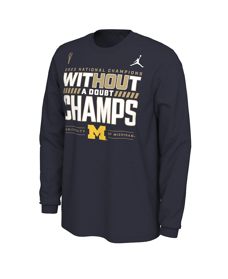 Men's Jordan Navy Michigan Wolverines College Football Playoff 2023 National Champions Locker Room Long Sleeve T-shirt