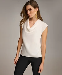 Donna Karan New York Women's Cowl-Neck Cap-Sleeve Top