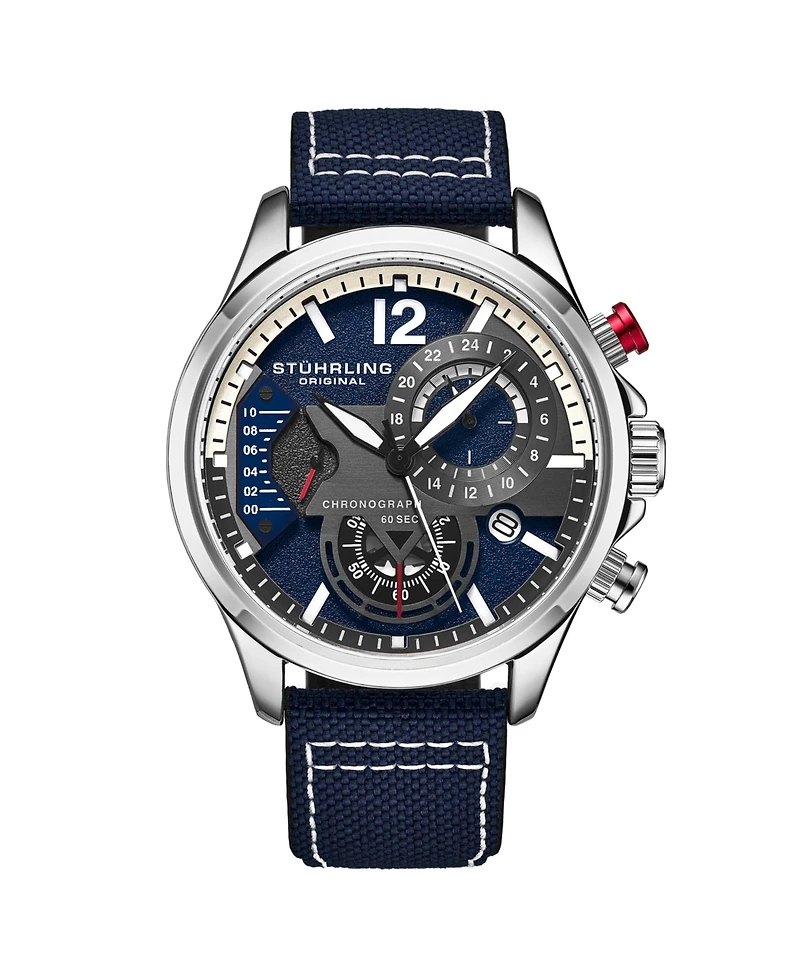 Stuhrling Model 4029 Men's Japan Quartz Chronograph, Leather Strap Watch