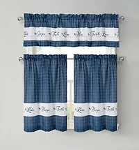 Kate Aurora Country Farmhouse Autumn Harvest Plaid Sunflowers & Pumpkins Rod Pocket Cafe Kitchen Curtain Tier Valance Set