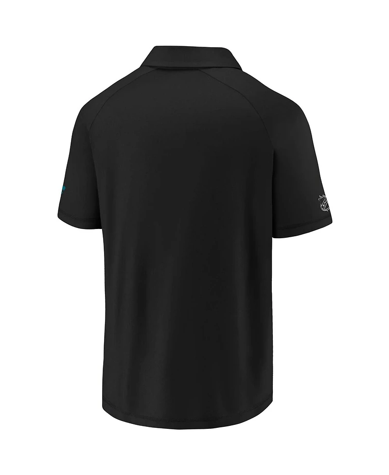 Men's Majestic Black San Jose Sharks Authentic Pro Locker Room Performance Polo Shirt