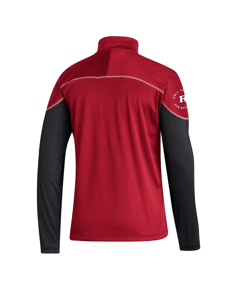 Men's adidas Scarlet Rutgers Knights Aeroready Knit Quarter-Snap Jacket