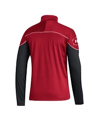 Men's adidas Scarlet Rutgers Knights Aeroready Knit Quarter-Snap Jacket