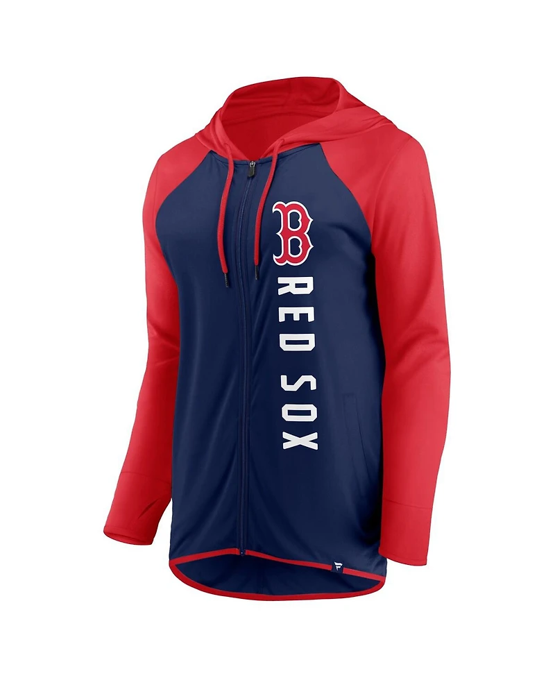 Women's Fanatics Navy, Red Boston Sox Forever Fan Full-Zip Hoodie Jacket