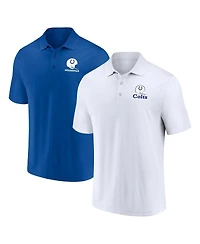 Men's Fanatics White, Royal Distressed Indianapolis Colts Throwback Two-Pack Polo Shirt Set