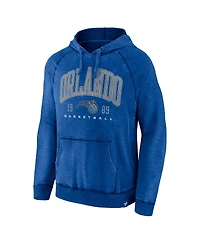 Men's Fanatics Heather Blue Distressed Orlando Magic Foul Trouble Snow Wash Raglan Pullover Hoodie
