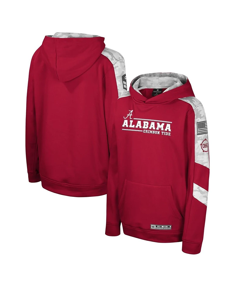 Big Boys Colosseum Crimson Alabama Tide Oht Military-Inspired Appreciation Cyclone Digital Camo Pullover Hoodie