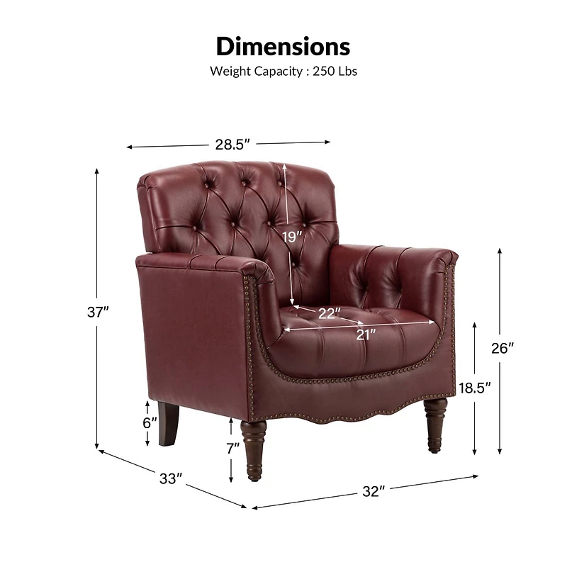 Hulala Home Sucher Modern Retro Wooden tufted Accent chair with Nailhead Trim
