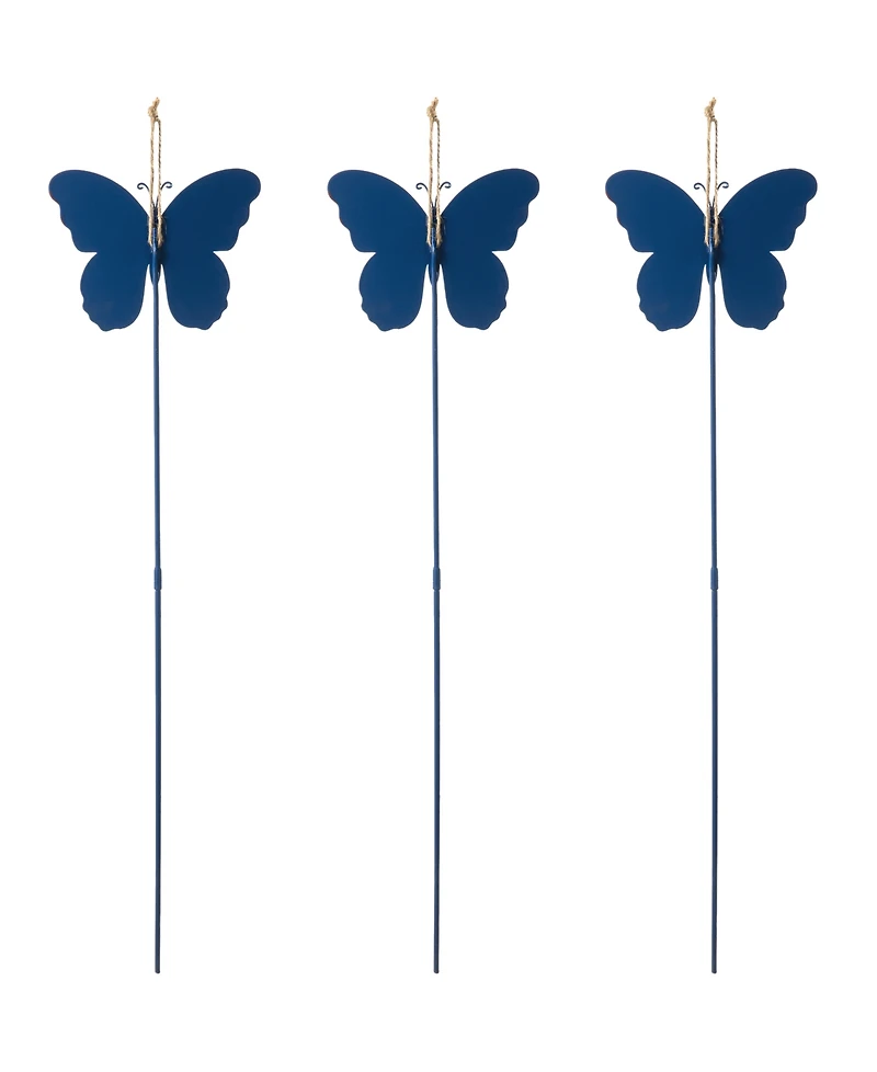 Glitzhome 24" H Set of 3 Patriotic, Americana Metal Butterflies Yard Stake