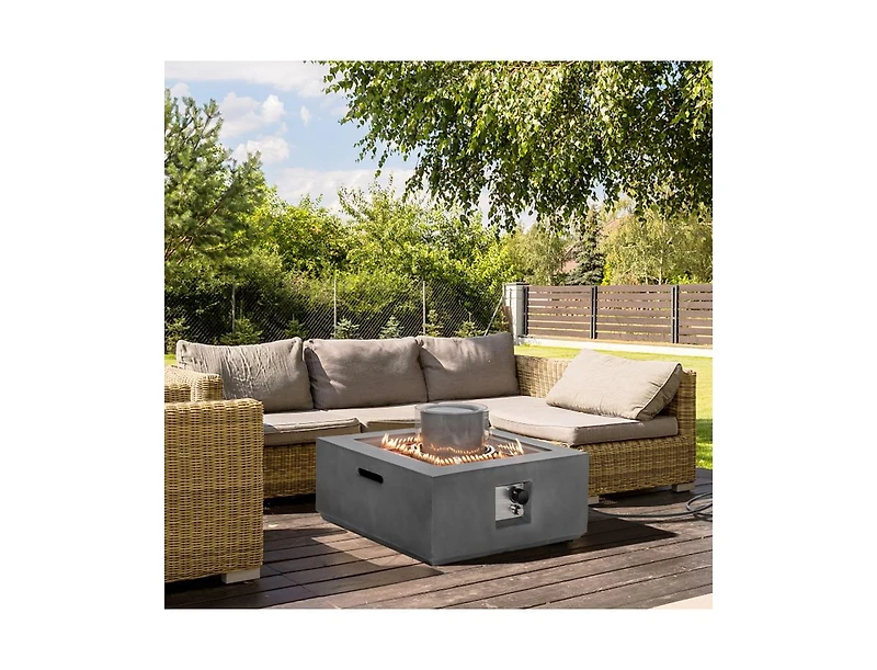 28 Inch 50000 Btu Patio Square Propane Fire Pit with Pvc Cover-Grey