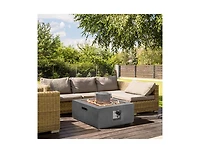 28 Inch 50000 Btu Patio Square Propane Fire Pit with Pvc Cover-Grey