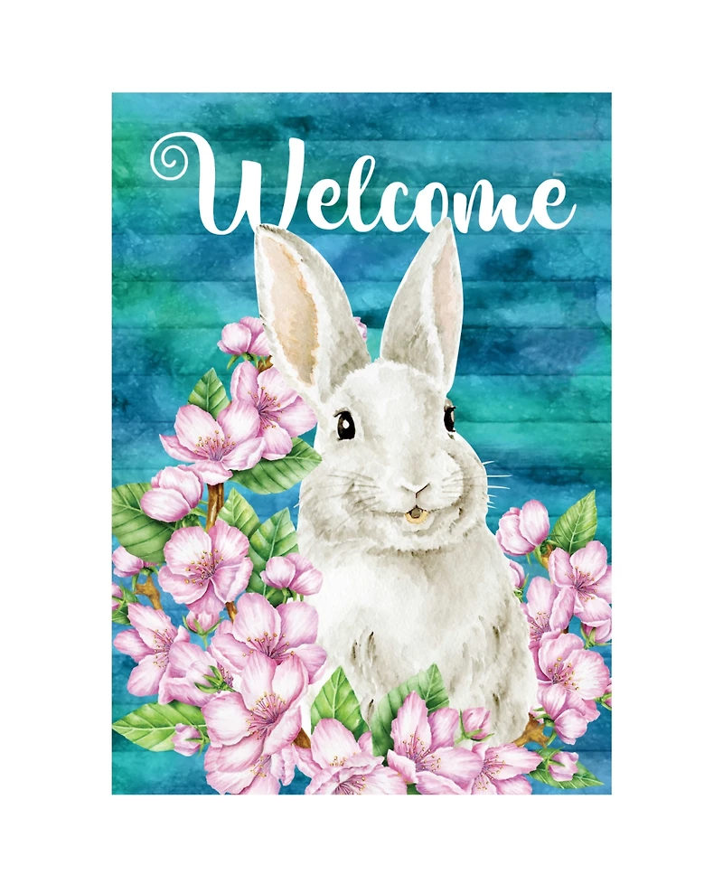 Northlight Welcome Rabbit Floral Easter Outdoor Garden Flag 18" x 12.5"