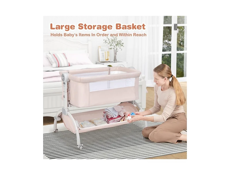 3-in-1 Baby Bassinet with Double-Lock Design and Adjustable Heights