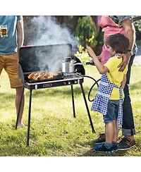 2-in-1 Gas Camping Grill and Stove with 4 Detachable Legs