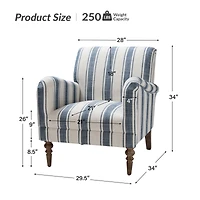 Erdahl Contemporary Arm Chair Stripe with wooden legs
