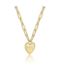 GiGiGirl Chic Teens/Young Adults 14K Gold Plated Cubic Zirconia Heart Charm Necklace