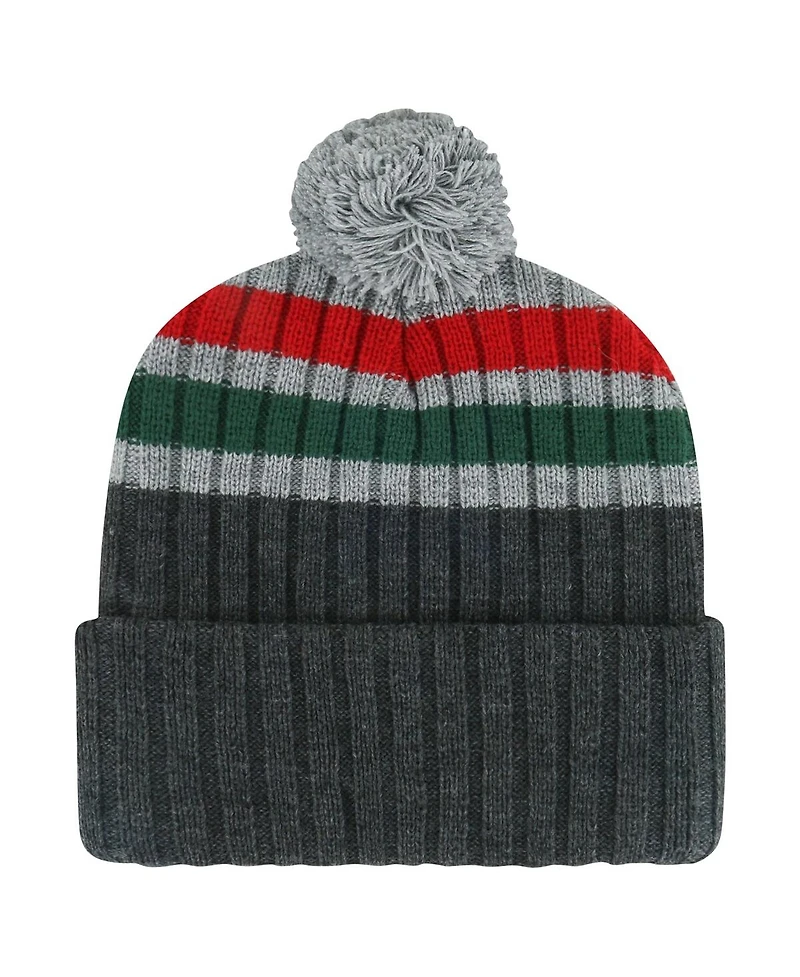 Men's '47 Brand Gray Minnesota Wild Stack Patch Cuffed Knit Hat with Pom