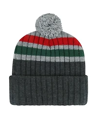 Men's '47 Brand Gray Minnesota Wild Stack Patch Cuffed Knit Hat with Pom