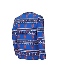 Men's Concepts Sport Royal New York Mets Knit Ugly Sweater Long Sleeve Top and Pants Set