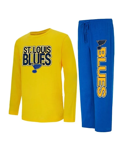 Men's Concepts Sport Blue, Gold St. Louis Blues Meter Long Sleeve T-shirt and Pants Sleep Set