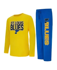 Men's Concepts Sport Blue, Gold St. Louis Blues Meter Long Sleeve T-shirt and Pants Sleep Set