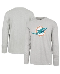 Men's '47 Brand Gray Distressed Miami Dolphins Premier Franklin Long Sleeve T-shirt