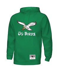 Men's Mitchell & Ness Kelly Green Distressed Philadelphia Eagles Go Birds Pullover Hoodie