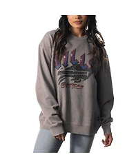 Men's and Women's The Wild Collective Gray Buffalo Bills Distressed Pullover Sweatshirt