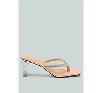 Litchi Rhinestone Embellished Strap Sandals