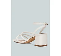 right pose faux leather block heel sandals