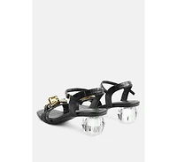 Icicle Clear Low Heel Metal Chain Sandals