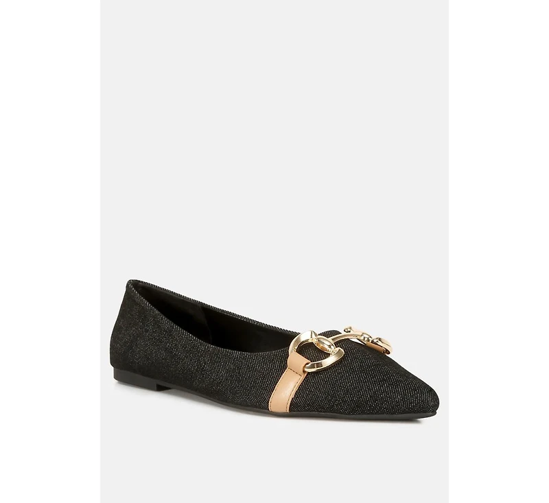 cressida denim horsebit detail ballet flats