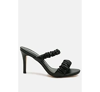 Qualie Ruched Strap Stiletto Heel Sandals